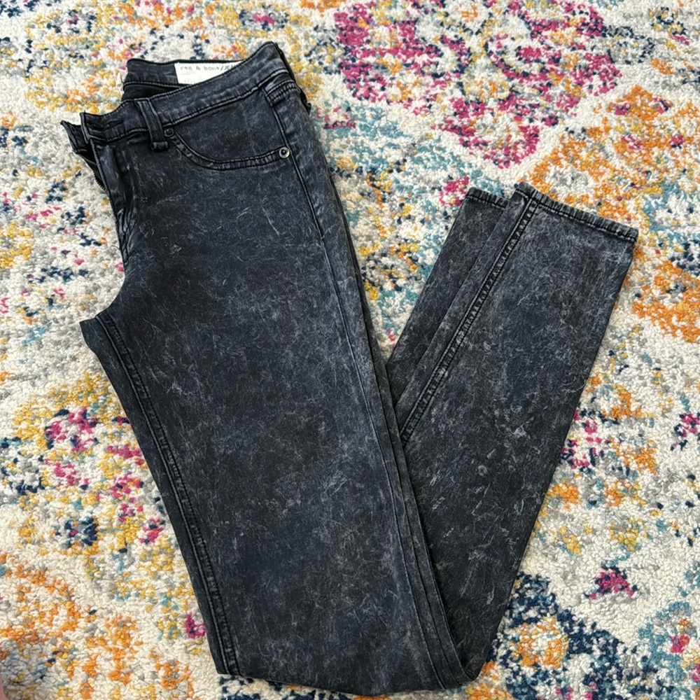 Women’s Size 26 Rag and Bone Black grey acid wash jeggings legging stretch